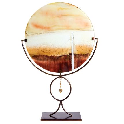 Salmon Glass Charger with Iron Base and Jewel Accent