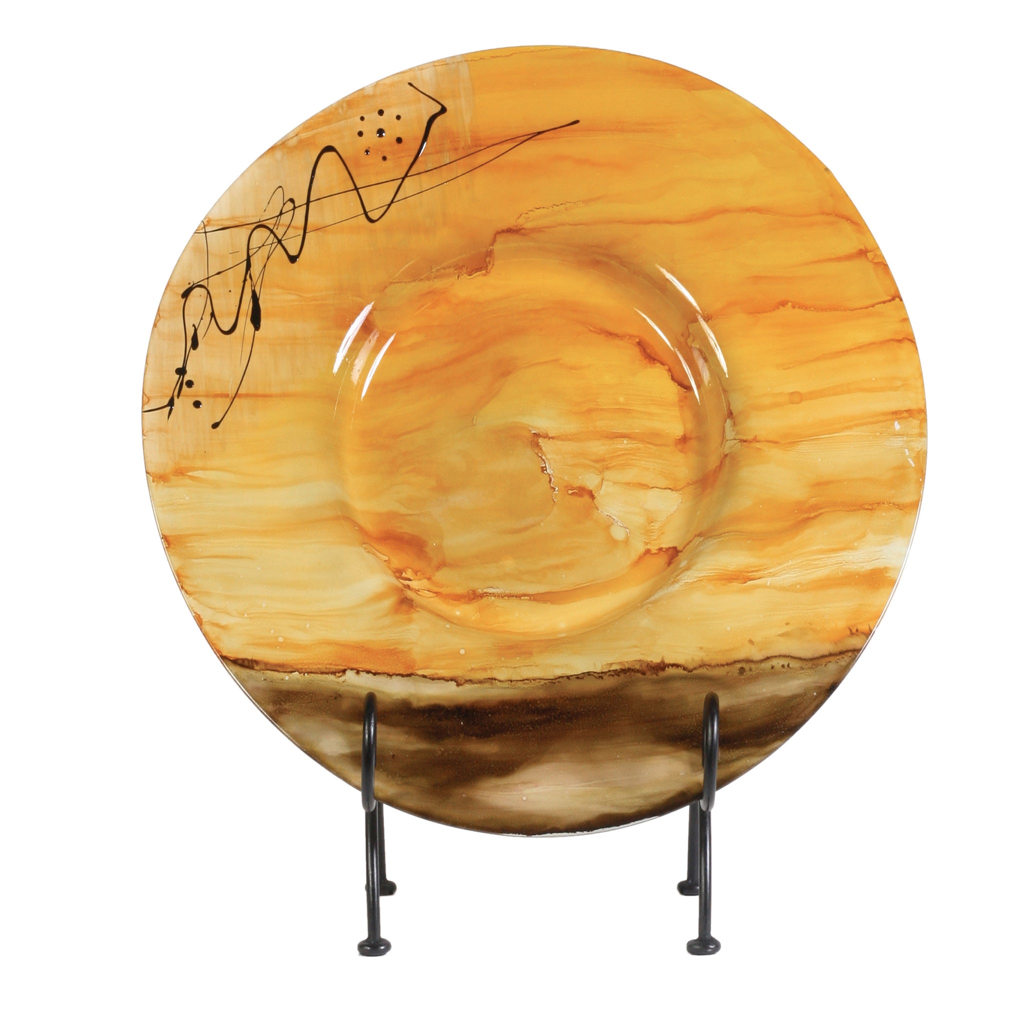Sunburst Glass Charger with Iron Stand