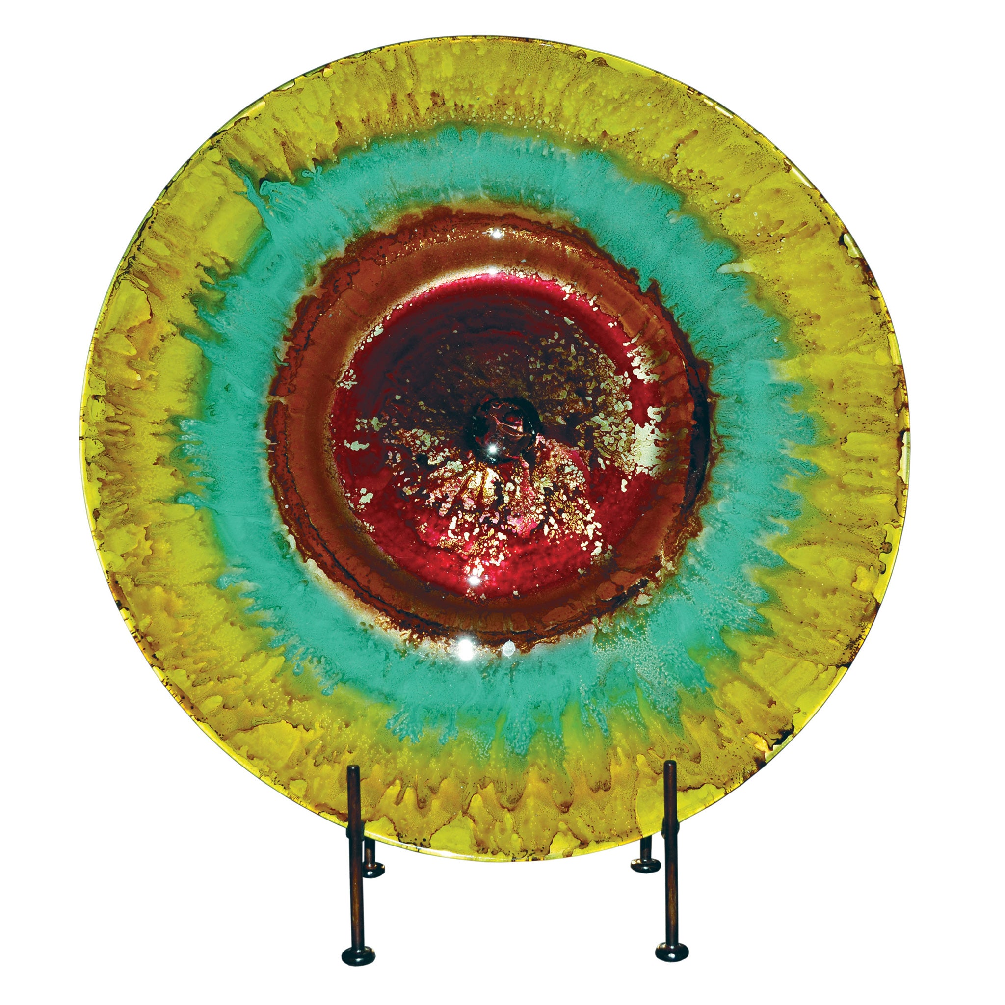Mountain Meadow Glass Charger with Iron Stand