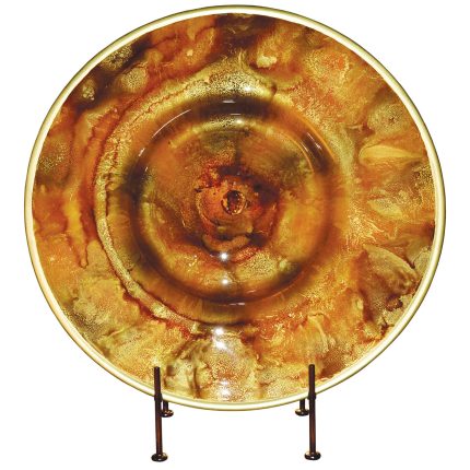 Feather Gold Glass Charger with Iron Stand